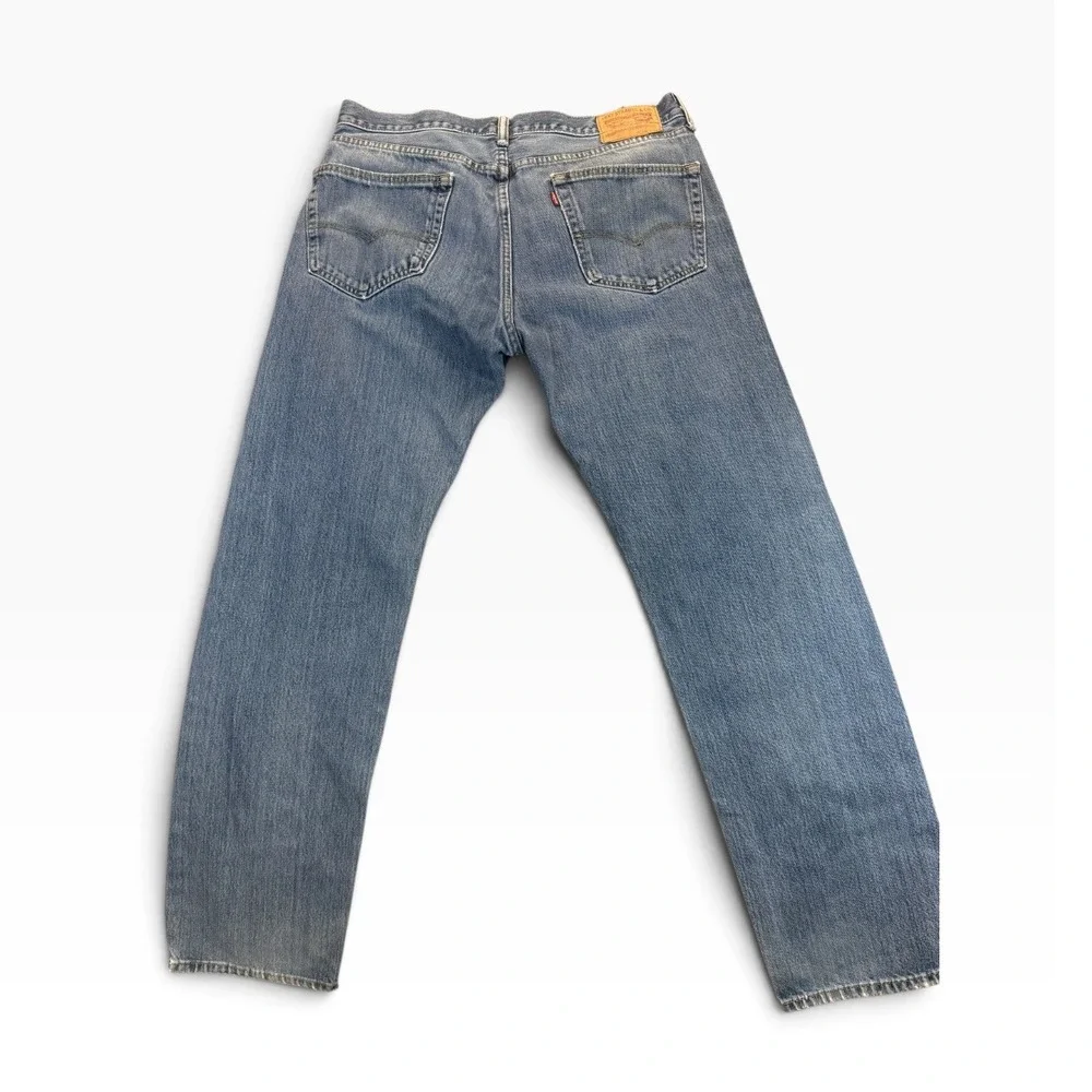 Levis 505 Mens Distressed Denim Blue Jeans Size 36X32(Tag Reads 36/34 Grunge